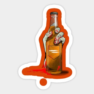 Zombie Hand Double Tap on Orange Sticker